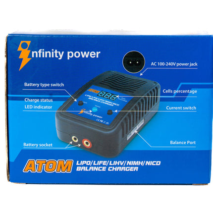 Infinity Power ATOM Charger AC 3.0A 2-4S Lipo/LiHV - 4-8S NiMH/Nicd  IP-ATOM